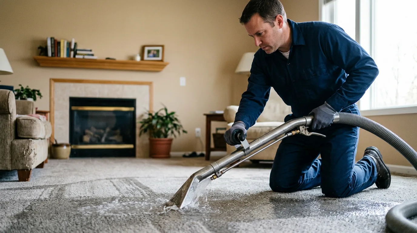 Water damage restoration technician working near Rockford, WA